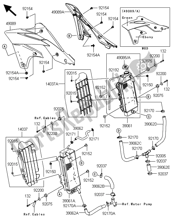 Todas las partes para Radiador de Kawasaki KX 250F 2014