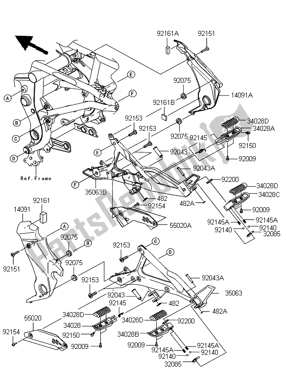 Todas las partes para Reposapiés de Kawasaki ER 6F ABS 650 2010