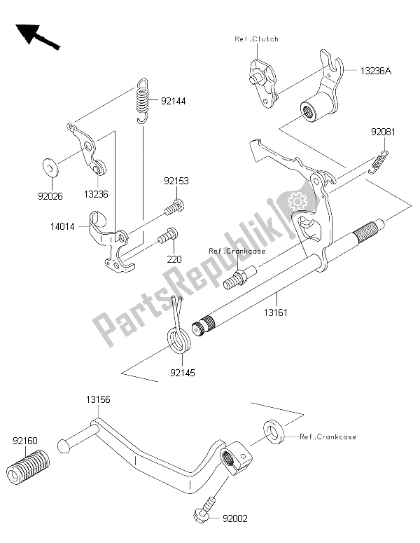 Wszystkie części do Mechanizm Zmiany Biegów Kawasaki KLX 110 2015