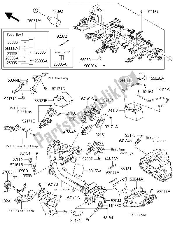 All parts for the Chassis Electrical Equipment of the Kawasaki ER 6F 650 2015