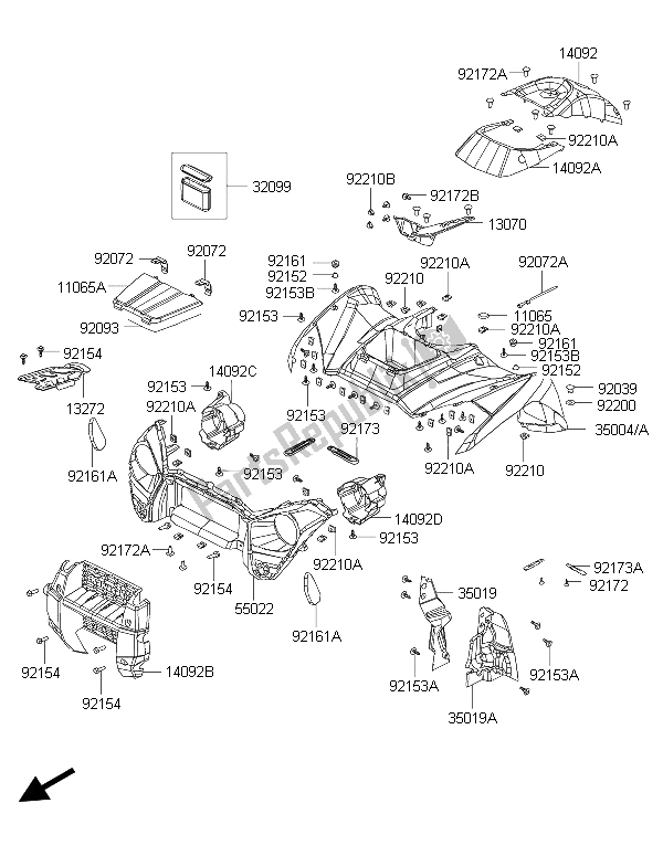 Tutte le parti per il Parafango Anteriore del Kawasaki Brute Force 300 2015