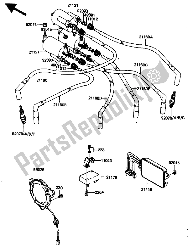 Tutte le parti per il Bobina Di Accensione del Kawasaki ZN 1300 1986