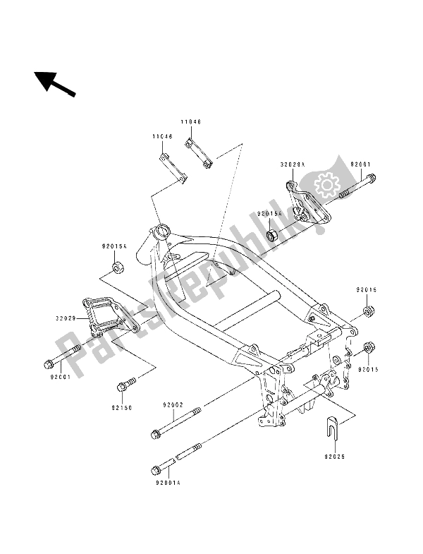 All parts for the Frame Fitting of the Kawasaki ZXR 400 1990