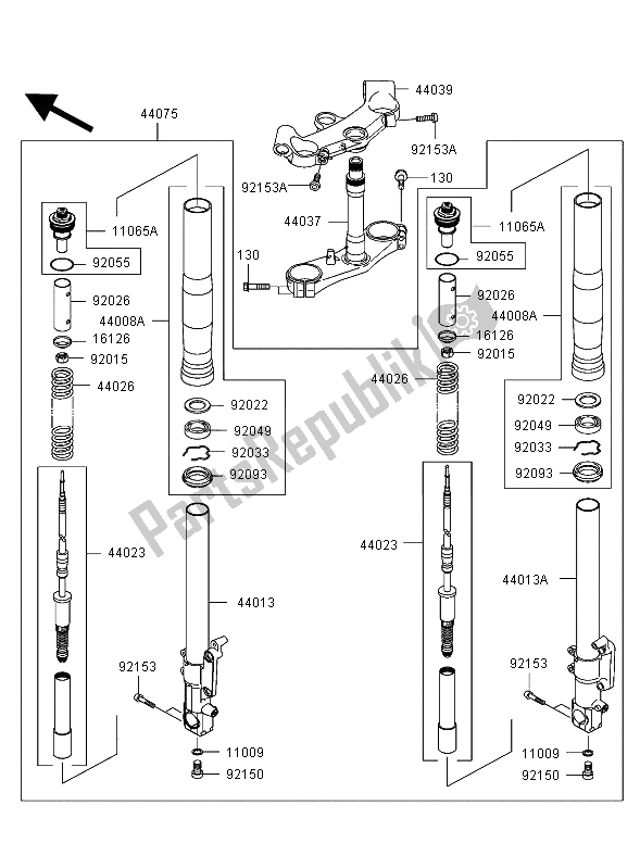 Todas las partes para Tenedor Frontal de Kawasaki Ninja ZX 12R 1200 2002