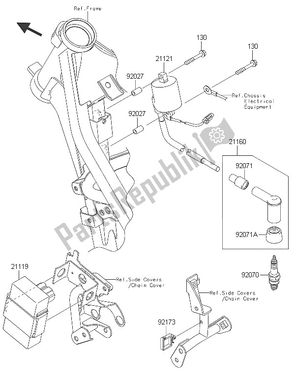 All parts for the Ignition System of the Kawasaki D Tracker 150 2016