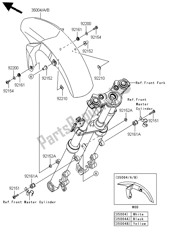 Tutte le parti per il Parafango Anteriore del Kawasaki ER 6N ABS 650 2012