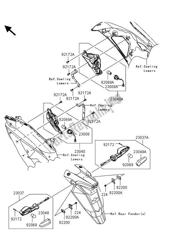 Tutte le parti per il Indicatori Di Direzione del Kawasaki ER 6F 650 2013