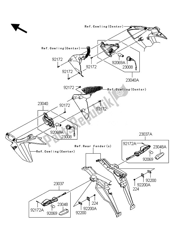 All parts for the Turn Signals of the Kawasaki Z 1000 ABS 2010