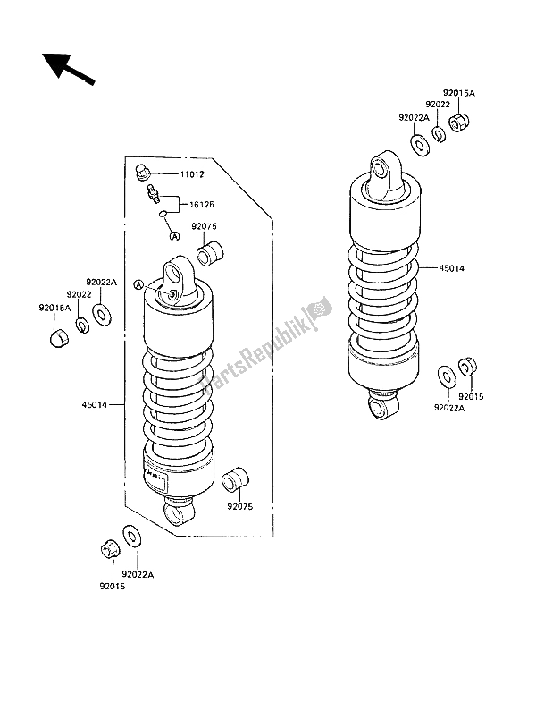 All parts for the Suspension & Shock Absorber of the Kawasaki ZL 1000 1987