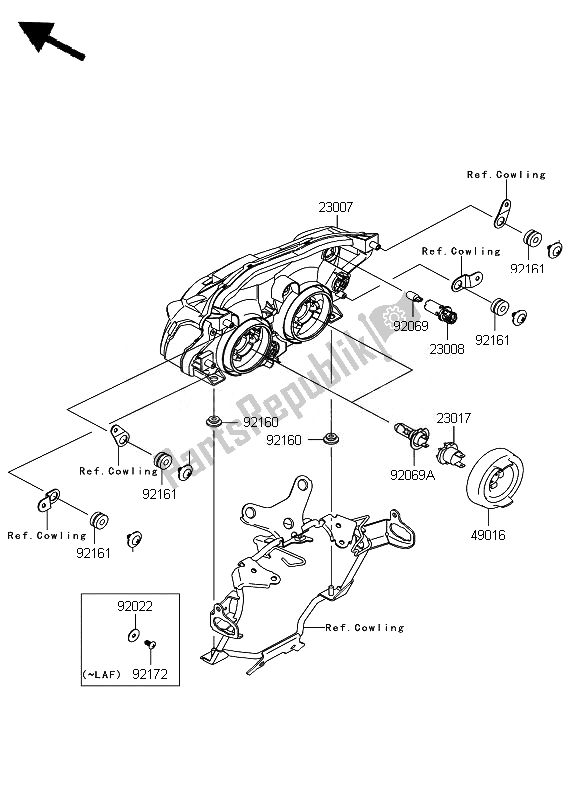 Toutes les pièces pour le Phare du Kawasaki Z 750 2007