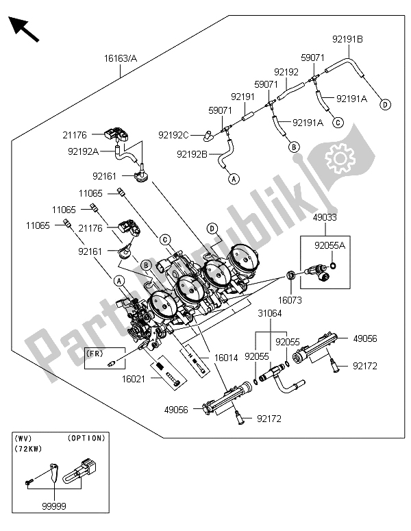 Todas las partes para Acelerador de Kawasaki Z 1000 ABS 2013
