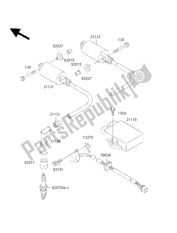 All parts for the Ignition System of the Kawasaki EN 500 2002