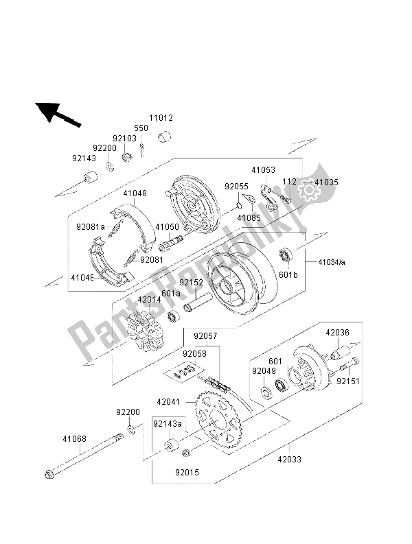 Tutte le parti per il Mozzo Posteriore del Kawasaki Eliminator 125 2000