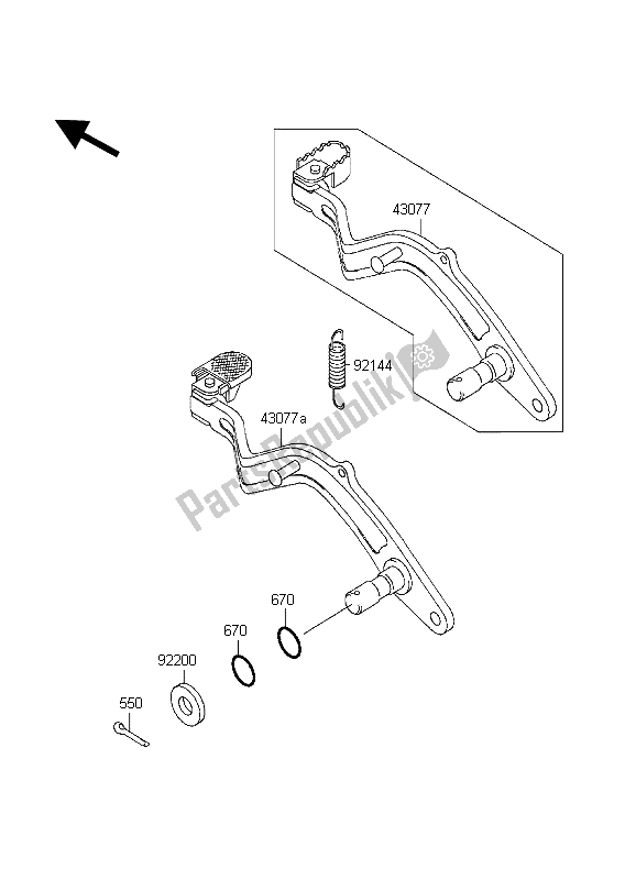 Todas as partes de Pedal De Freio do Kawasaki KLR 650 1998