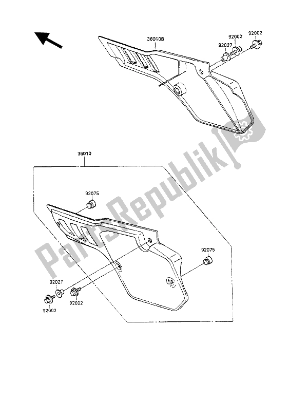 All parts for the Side Covers of the Kawasaki KX 80 1990