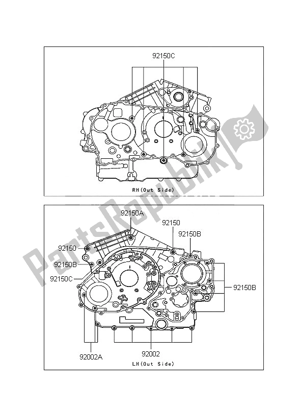 All parts for the Crankcase Bolt Pattern of the Kawasaki VN 1600 Classic 2005