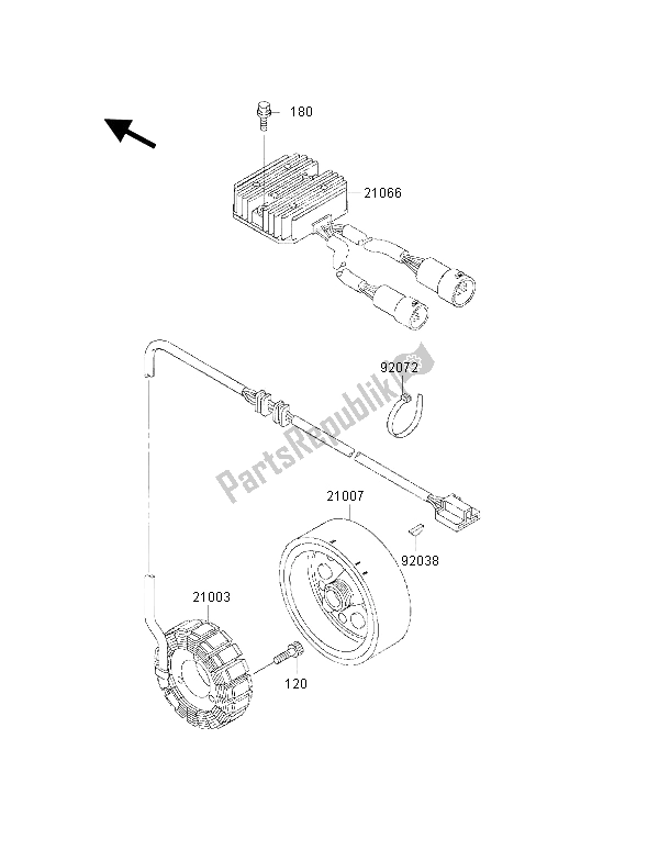 All parts for the Generator of the Kawasaki KVF 300 2001