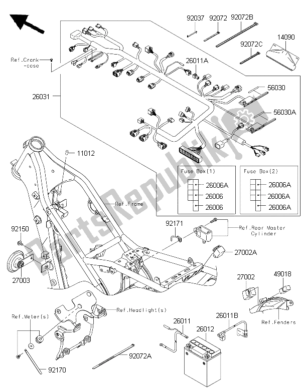 All parts for the Chassis Electrical Equipment of the Kawasaki KLX 250 2015