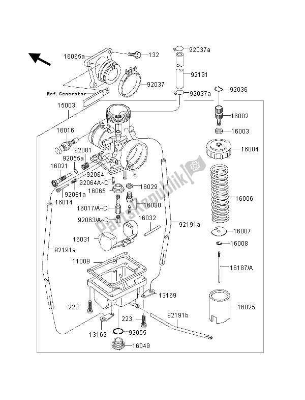 All parts for the Carburator of the Kawasaki KX 65 2000