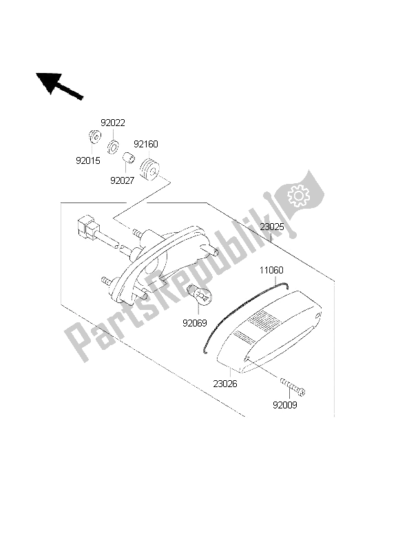 All parts for the Taillight of the Kawasaki EN 500 2001