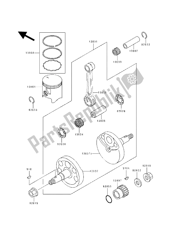 Tutte le parti per il Albero Motore E Pistone del Kawasaki KDX 125 1992