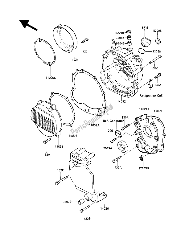 Tutte le parti per il Coperchio (i) Del Motore del Kawasaki GPX 600R 1988