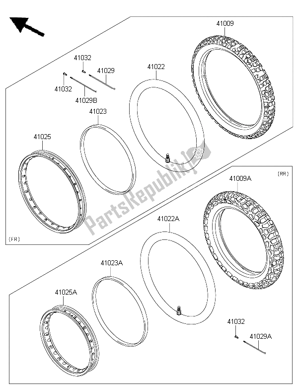 All parts for the Tires of the Kawasaki KLX 125 2015