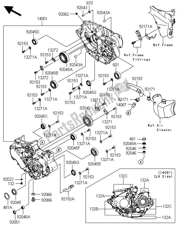 All parts for the Crankcase of the Kawasaki KFX 450R 2013