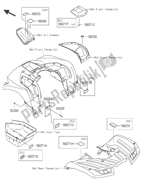 All parts for the Labels of the Kawasaki Brute Force 750 4X4I EPS 2016