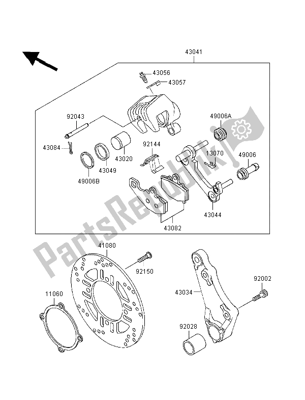 Tutte le parti per il Freno Posteriore del Kawasaki Zephyr 550 1998