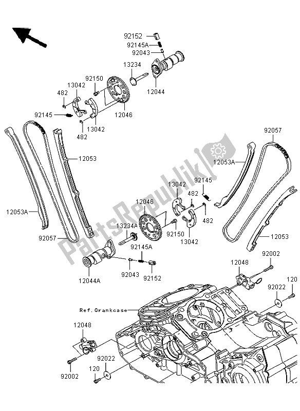 Toutes les pièces pour le Arbre à Cames Et Tendeur du Kawasaki VN 1700 Voyager ABS 2012