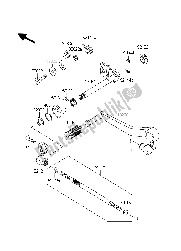 All parts for the Gear Change Mechanism of the Kawasaki Ninja ZX 7R 750 1998