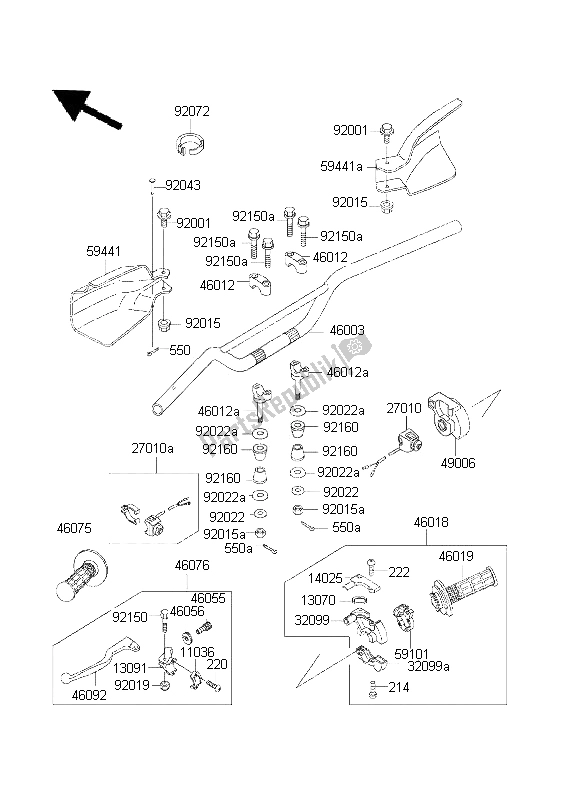 Toutes les pièces pour le Guidon du Kawasaki KDX 200 2001