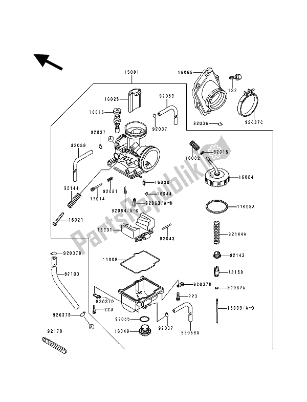 All parts for the Carburetor of the Kawasaki KDX 200 1993