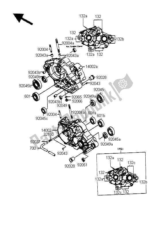 All parts for the Crankcase of the Kawasaki KMX 125 LW 1995