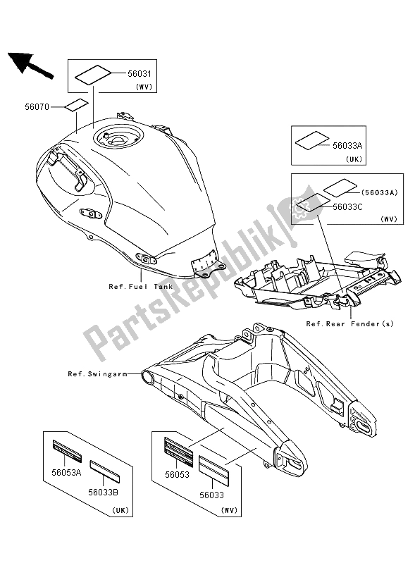 Toutes les pièces pour le Étiquettes du Kawasaki Versys 650 2009