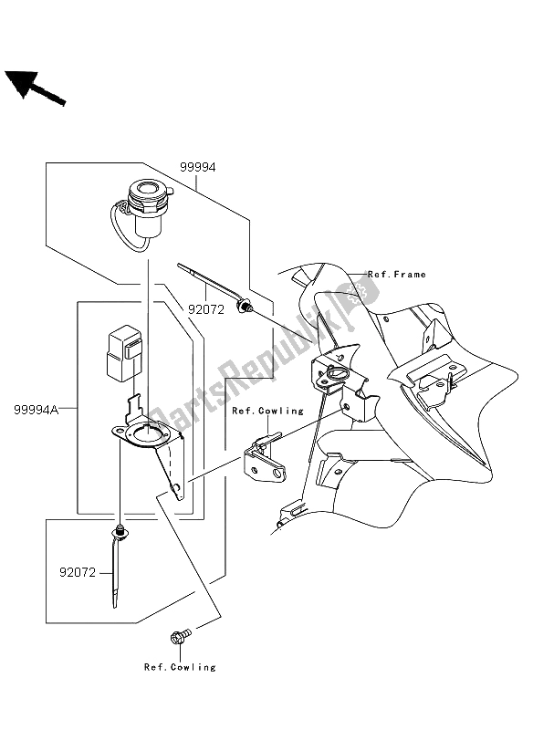 Tutte le parti per il Accessorio (presa Dc12v) del Kawasaki Versys 650 2012