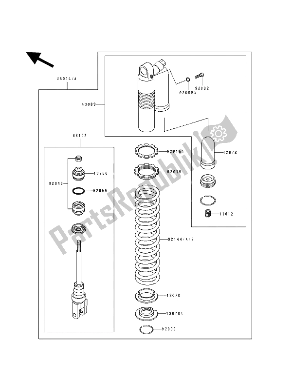 All parts for the Shock Absorber of the Kawasaki KX 125 1992