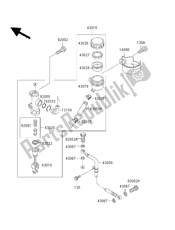 All parts for the Rear Master Cylinder of the Kawasaki ZRX 1100 1997