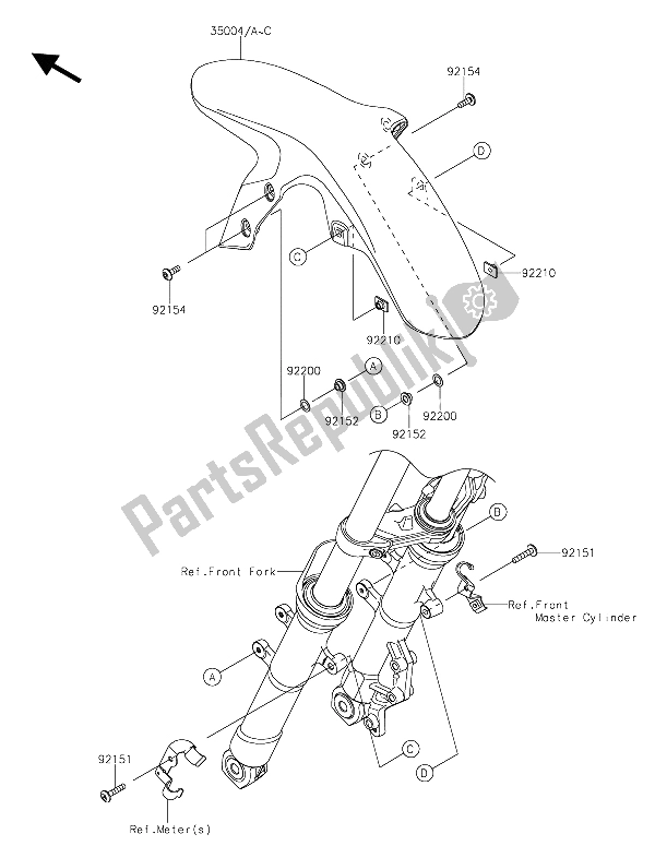 Tutte le parti per il Parafango Anteriore del Kawasaki Z 250 SL 2015