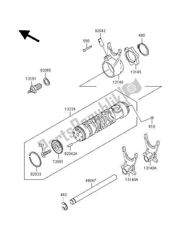 Toutes les pièces pour le Tambour De Changement De Vitesse Et Fourchette De Changement De Vitesse du Kawasaki Zephyr 550 1997