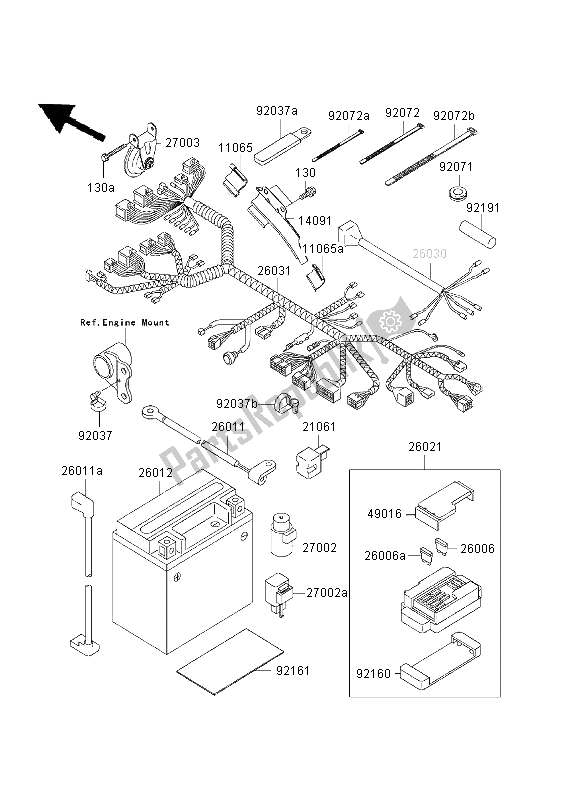 All parts for the Chassis Electrical Equipment of the Kawasaki W 650 2003