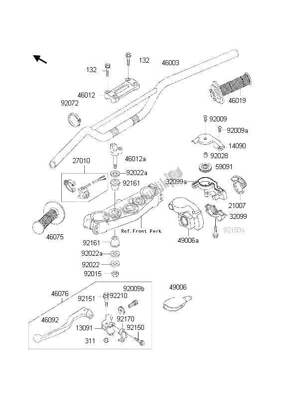 Tutte le parti per il Manubrio del Kawasaki KX 125 2002