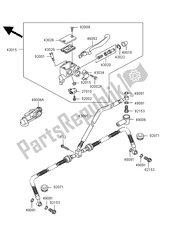 All parts for the Front Master Cylinder of the Kawasaki KVF 650 4X4 2009