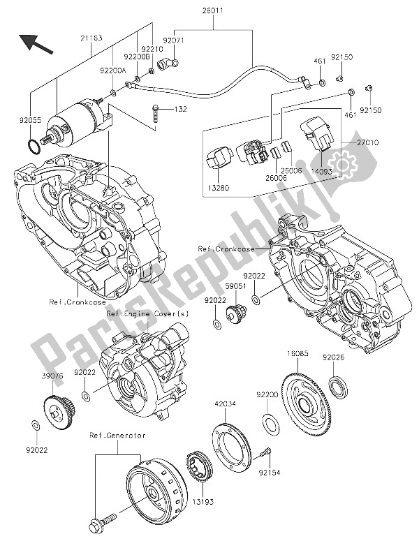 Alle onderdelen voor de Startmotor van de Kawasaki Z 250 SL 2016