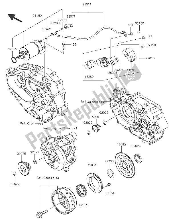 All parts for the Starter Motor of the Kawasaki Z 250 SL 2016