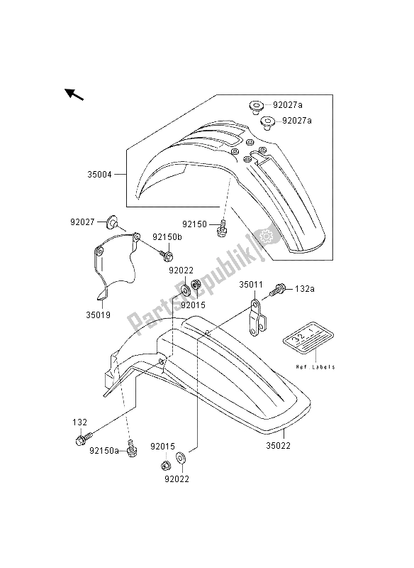 All parts for the Fenders of the Kawasaki KX 500 1997