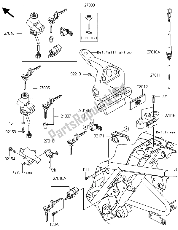 Tutte le parti per il Interruttore Di Accensione del Kawasaki W 800 2013