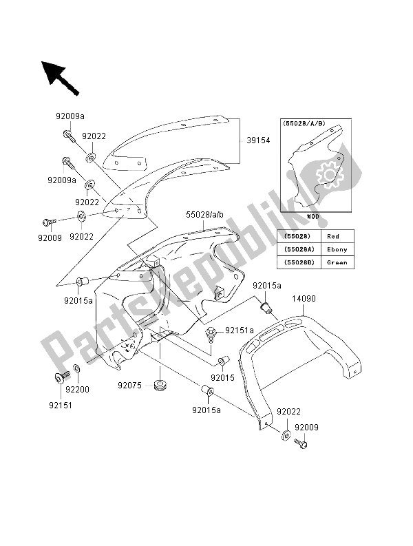 Tutte le parti per il Cuffia del Kawasaki ZRX 1100 2000