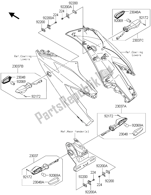 All parts for the Turn Signals of the Kawasaki Ninja 250 SL 2015